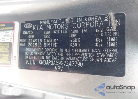 2016 Kia Soul + z USA, uszkodzony, nr VIN KNDJP3A59G7247790